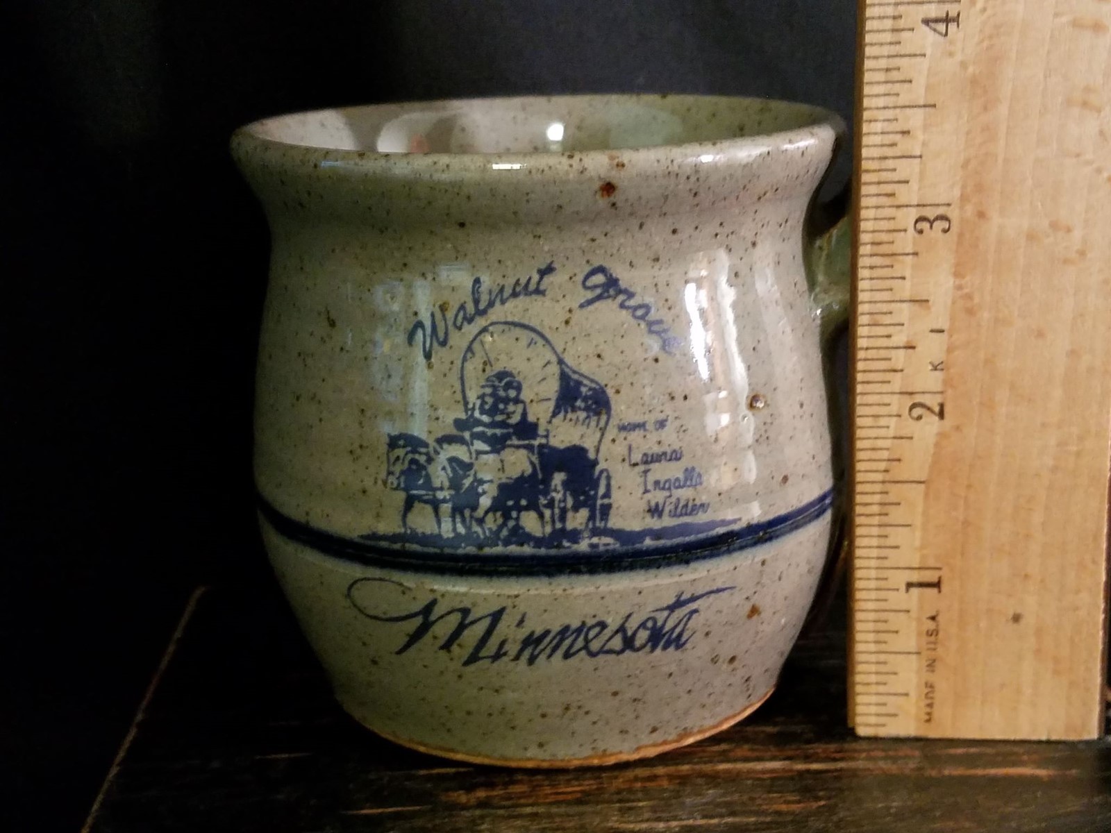 Laura Ingalls Wilder Coffee Mug Walnut Grove Minnesota Stoneware Signed 12oz