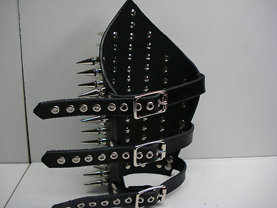 LEATHER  SPIKED ARMBAND.BLACK METAL...(MDLA0070).....URGEHAL