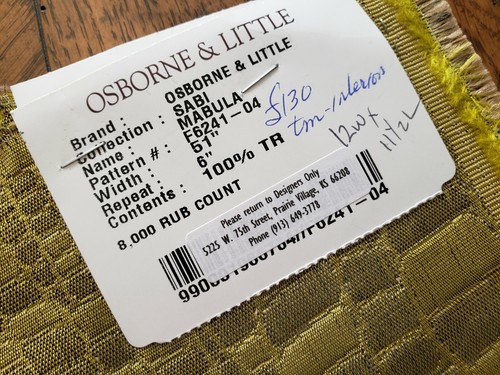 (2) OSBORNE & LITTLE Fabric Remnants - MABULA 04 - Faux Crocodile - FRANCE  $324