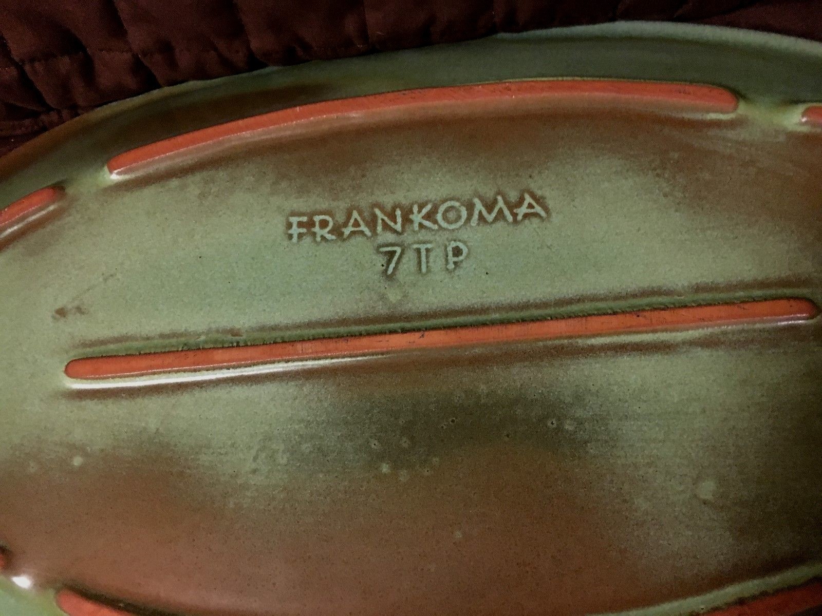 vintage FRANKOMA Prairie Green Large Serving Platter, 17 3/4