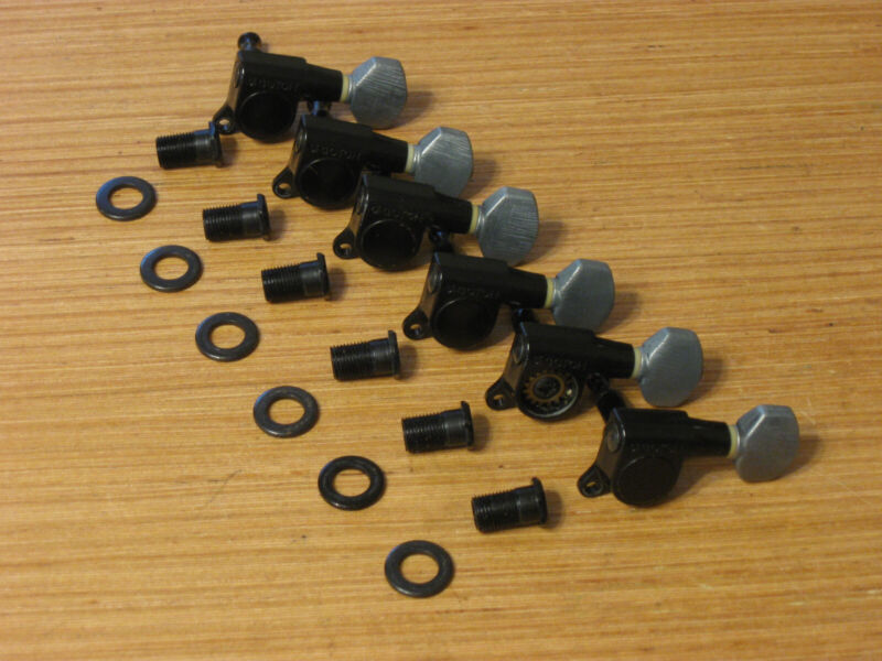1980s Gotoh Tuners From Fender Talon Tuning Pegs Heads Black Japan 6 Inline Rh
