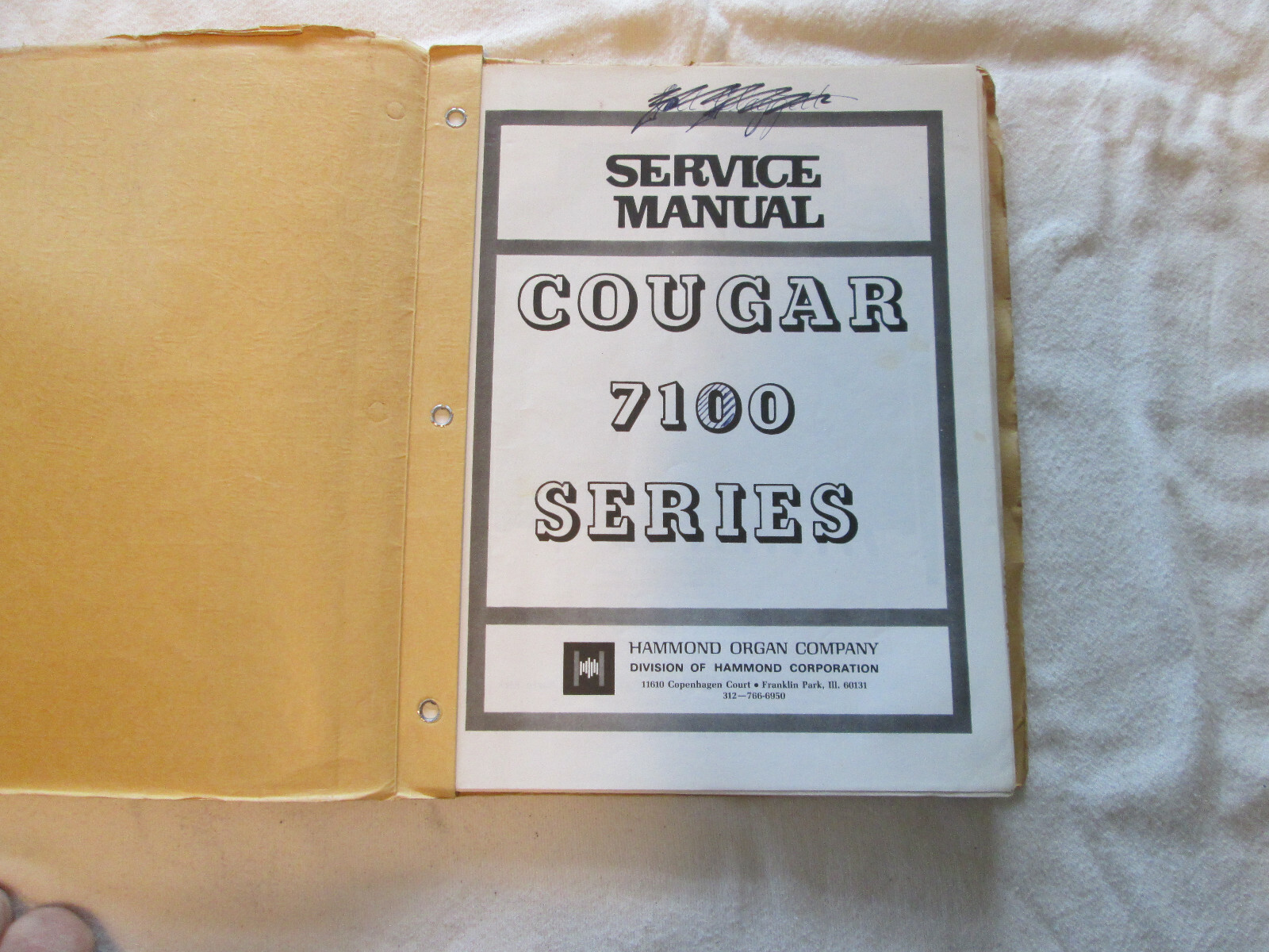 Vintage Hammond Organ Manual Models COUGAR 7100 SERIES