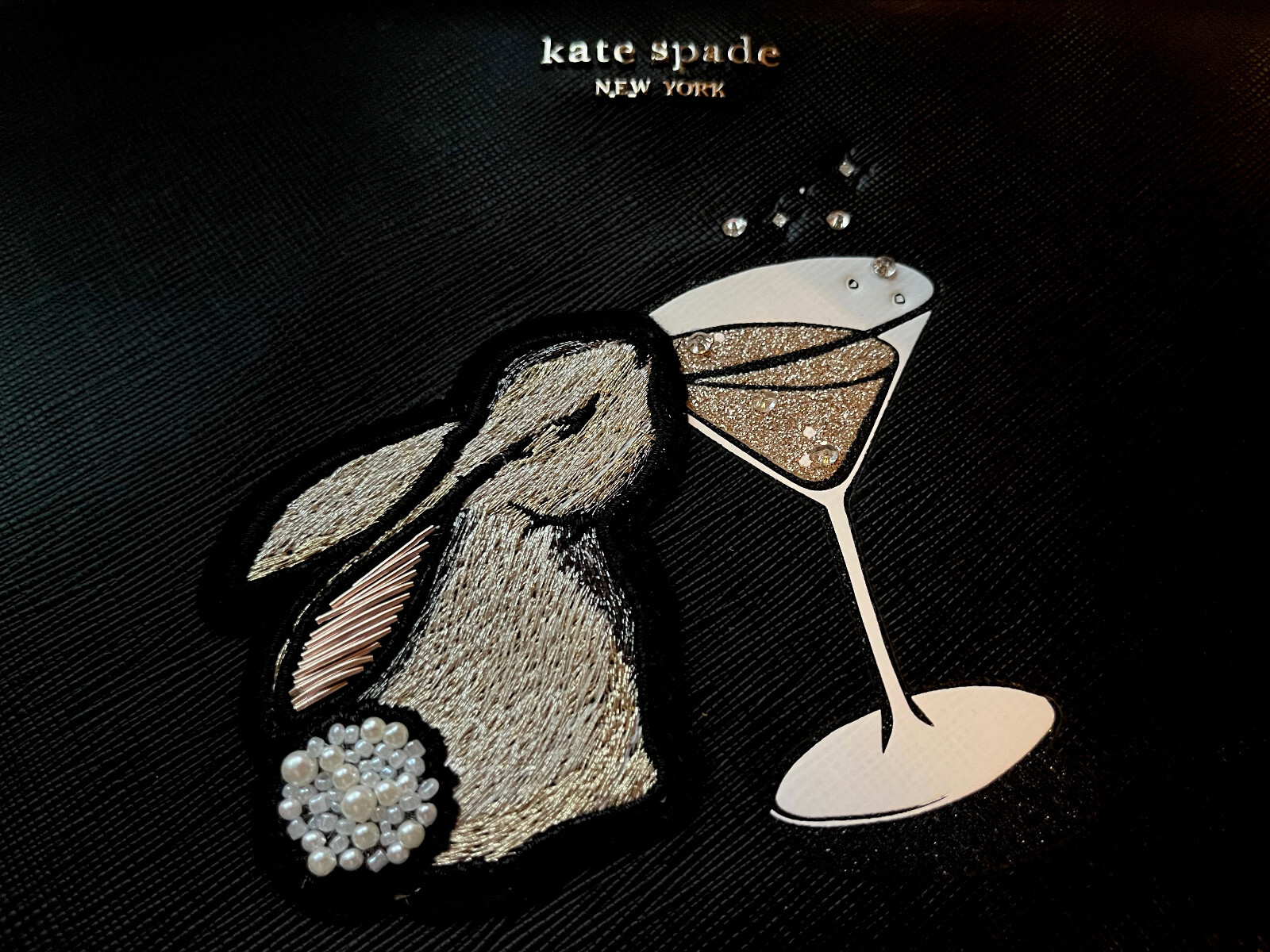 NWT Kate Spade Leather Applique Embellished Cocktail Bunny