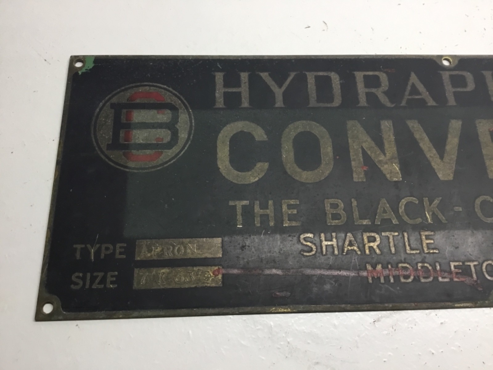 Vintage Hydrapulper Conveyor the black clawson startle division solid brass sign