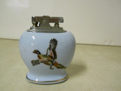 Vintage ATC Super Deluxe Automatic Ceramic Table Lighter Pheasant Bird Japan