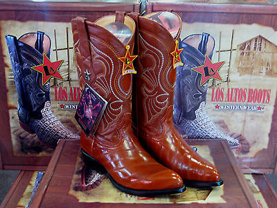 Pre-owned Los Altos Boots Los Altos Women Cognac Genuine Eel Western Cowboy Boot (m) L090803 In Brown