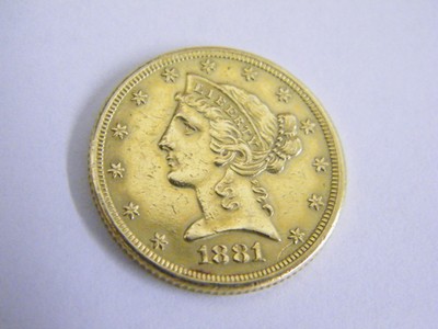 1881 $5 Gold Liberty Coin BEAUTIFUL