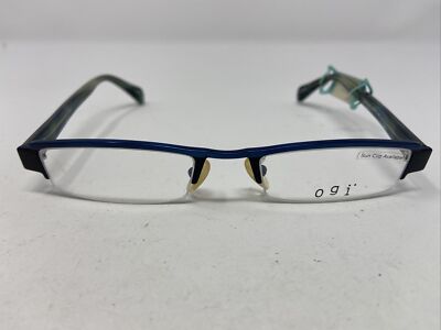 OGI MOD 2200 COL.742 48-19-140 Blue/Brown Half Rim Eyeglasses Frame IK51
