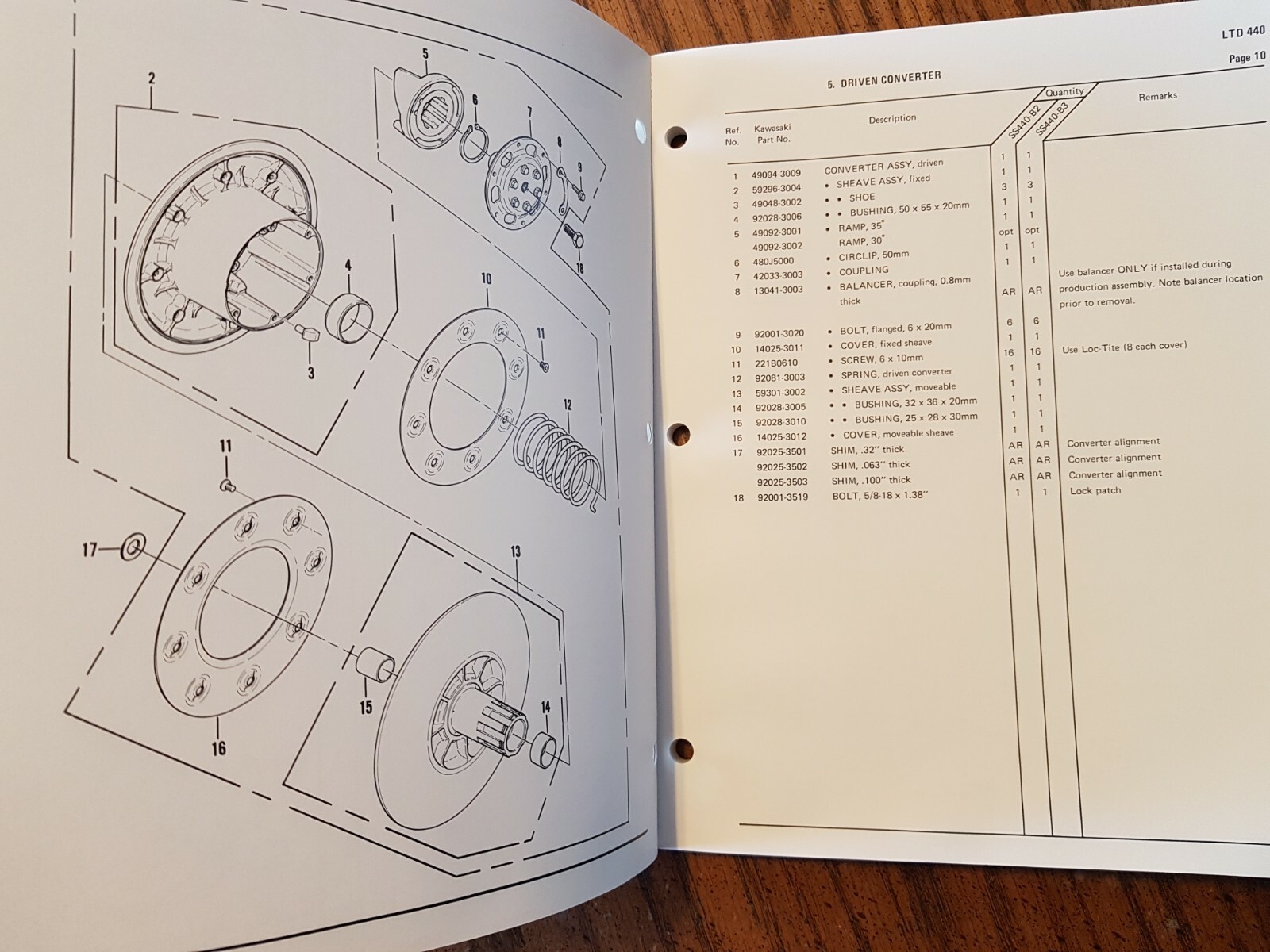 Vintage Original 1980 Kawasaki Snowmobile Parts Catalog LTD 440 French English