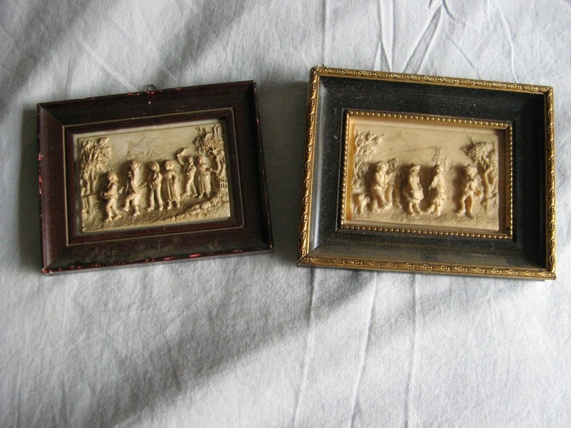 Belle Paire De Tableau En Pierre SculptÃ©E Calcaire ? DÃ©Cor ScÃ¨Ne Villageoise