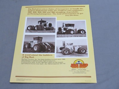 Vintage Big Bud 360/400/450/525/780 Tractor Sales Brochure circa 1978 NICE!!!