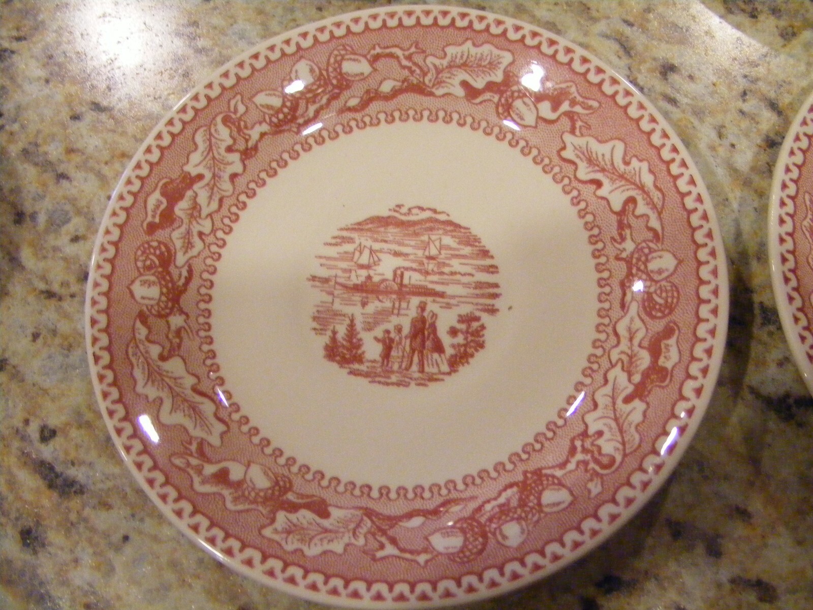 Royal Ironstone China Memory Lane Cup and Saucer Set,1965 Red Transfer Ware