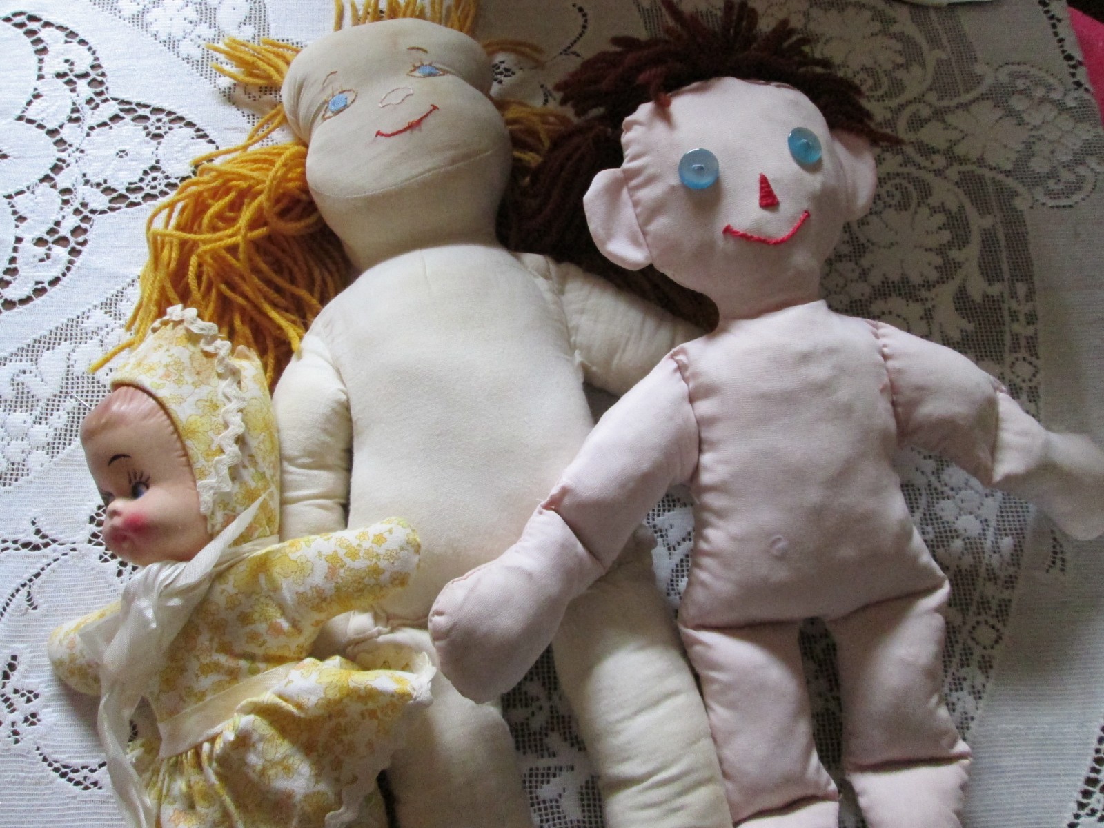 Vintage Rag Doll Lot of 3~ Varied Sizes