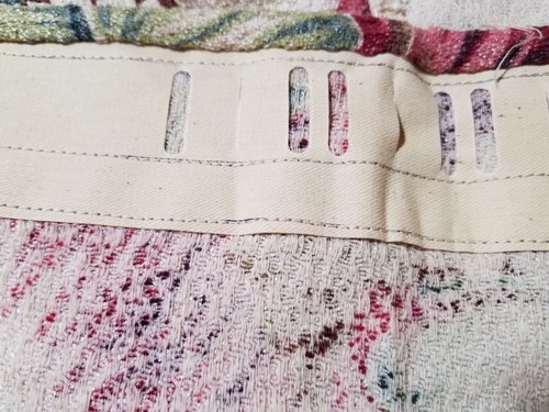 Vintage Tropical Barkcloth Fabric Drapery 2 Panels Remnants Deep Green Fuchia