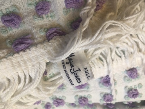 VINTAGE MORGAN JONES ROSEBUD Chenille Bedspread PURPLE Lavender Full Size NICE