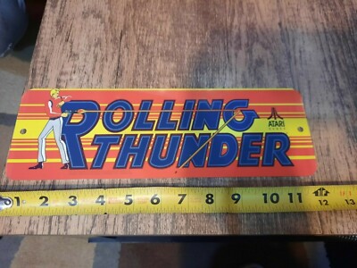 Rolling Thunder Classic Arcade Video Game Marquee Banner 4x12 Metal Wall Sign