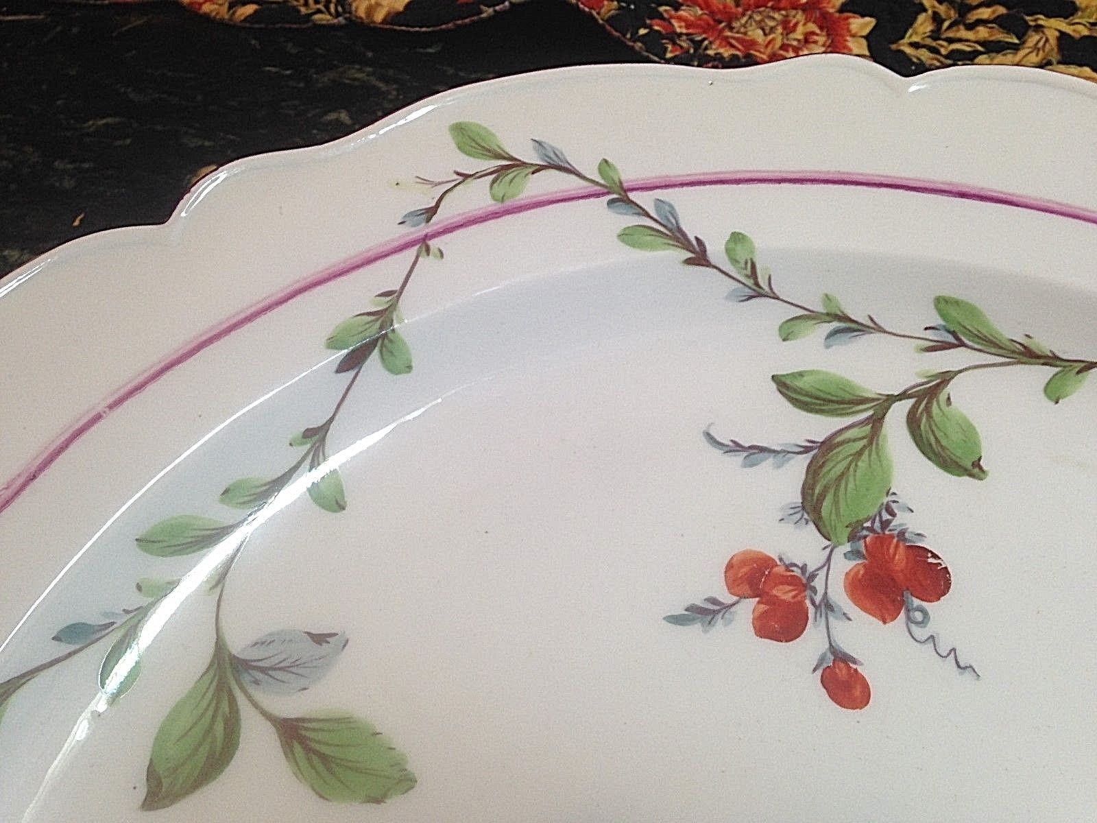 Antique 18thC Meissen Porcelain Charger,/hand painted flowers & garland-EAC-13