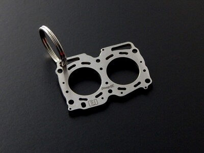 Keychain Cylinder head gasket for Subaru EJ - stainless steel brushed - ''EJ''