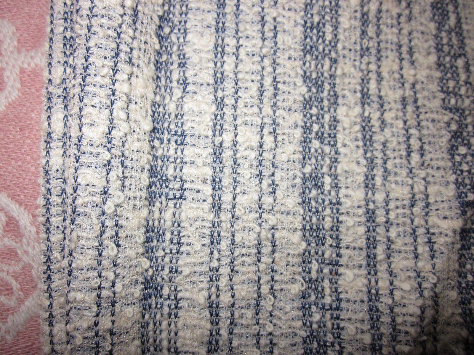 2 yards vintage blue white stripe knit sewing craft apparel fabric 62