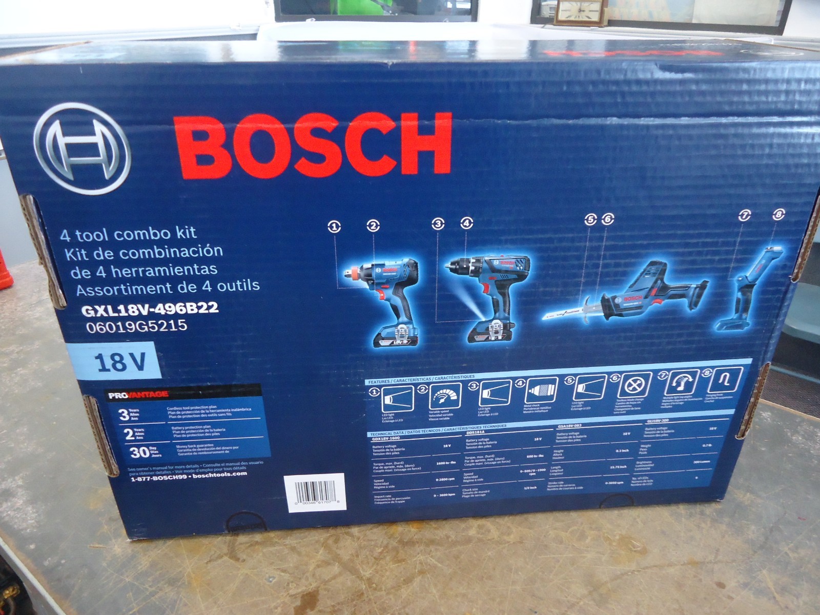 NEW SEALED Bosch 4 Tool Combo Kit 18V GXL18V- 496B22  SUPER PRICE !!! COMPARE!!