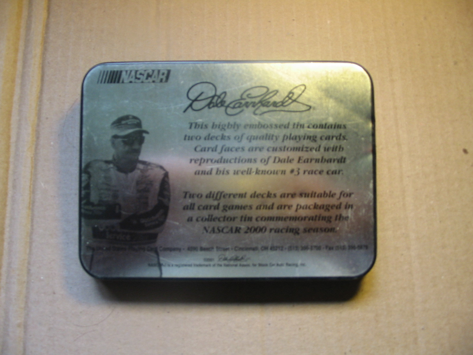 DALE EARNHARDT NASCAR #3 2001 TIN WITH 2 DECKS OF PLAYING CARDS