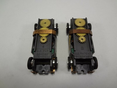 2 NOS ORIGINAL AURORA OPEN RIVET T-JET COLORED MAGNET CHASSIS - LOT B