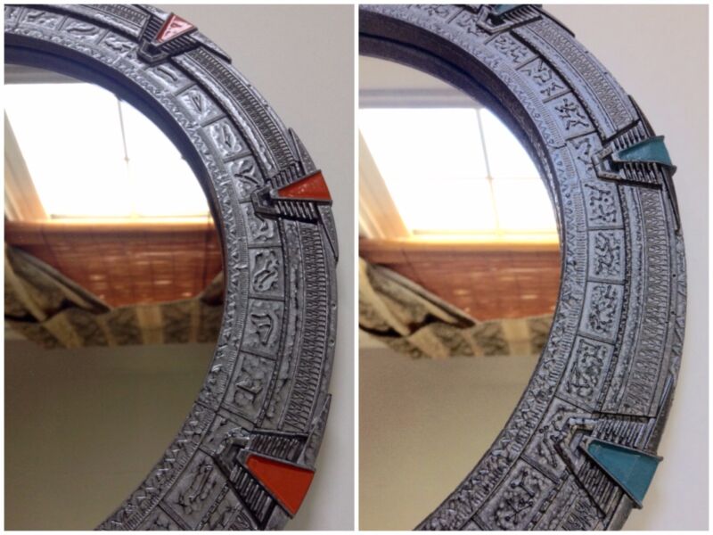 Silver Stargate Mirror Large - SG1 or Atlantis - 12 inches (30 cm)