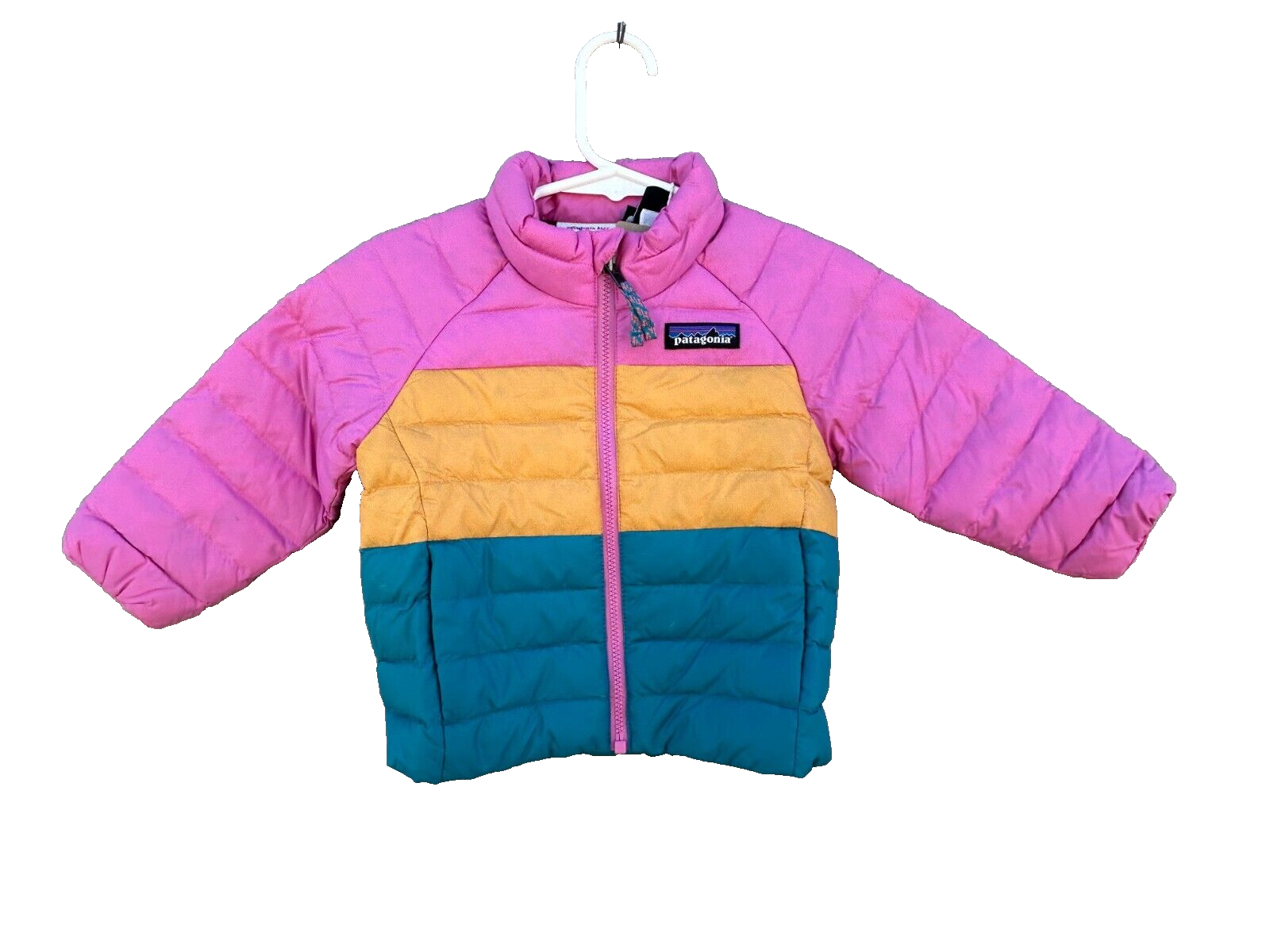 New Patagonia Kids Baby Down Sweater Jacket Blue Gray Stripe