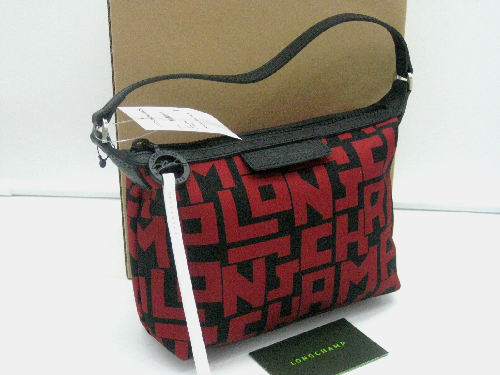 Longchamp Mini Le Pliage LGP Logo Nylon Bag Black / Brick