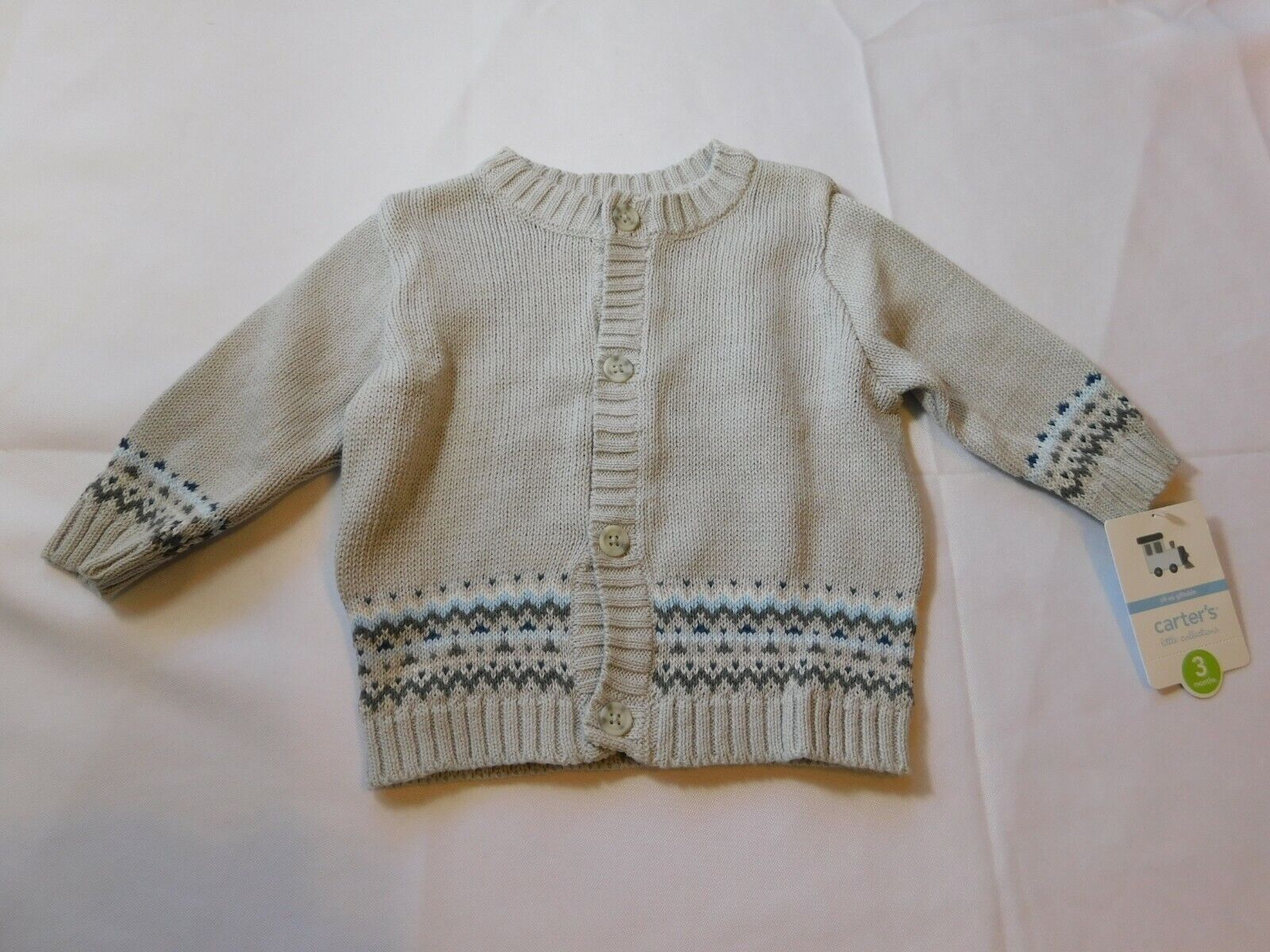 Carter's Baby Boy's Long Sleeve Sweater Cardigan Size 3M 3 Mon...