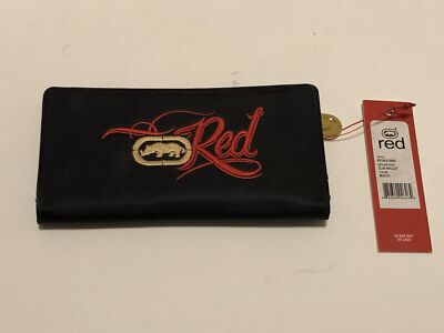 RED by MARC ECKO Slim Wallet Black Nylon Gold RHINO Credit Cards Coins NEW NWT