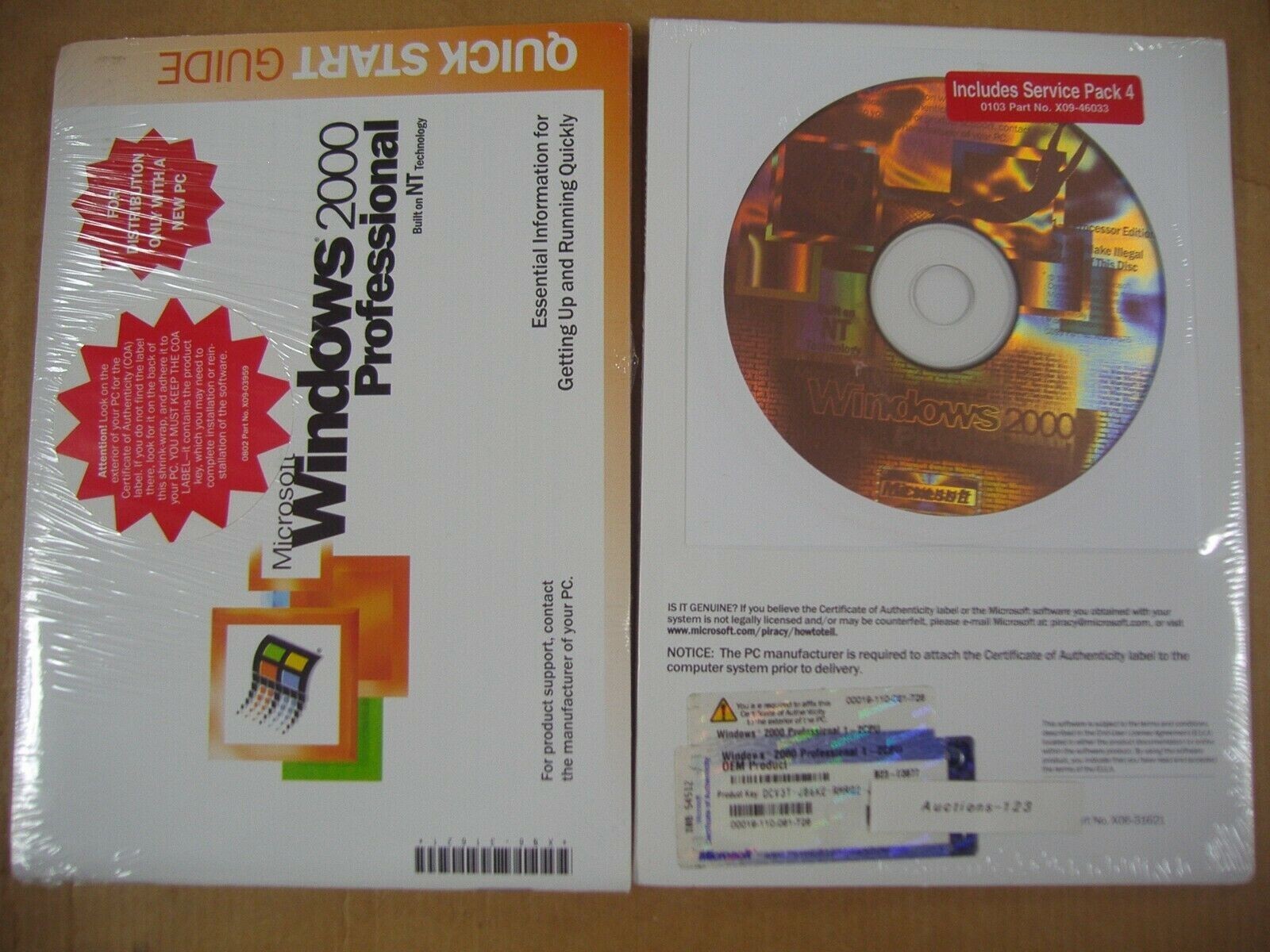 MICROSOFT WINDOWS 2000 PROFESSIONAL w/SP4 FULL OPERATING MICROSOFT WINDOWS 2000 PROFESSIONAL w/SP4 FULL OPERATING