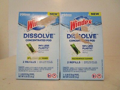 Windex Dissolve Concentrate Pods Multi-Surface Cleaner 2 Refill Pods~ 2pks/lot =