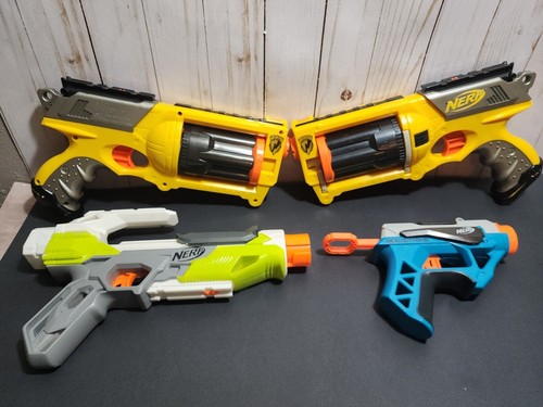 N-strike Lot Of 4 -  Maverick Rev - 6  Bowstrike & Modulus Blaster Guns