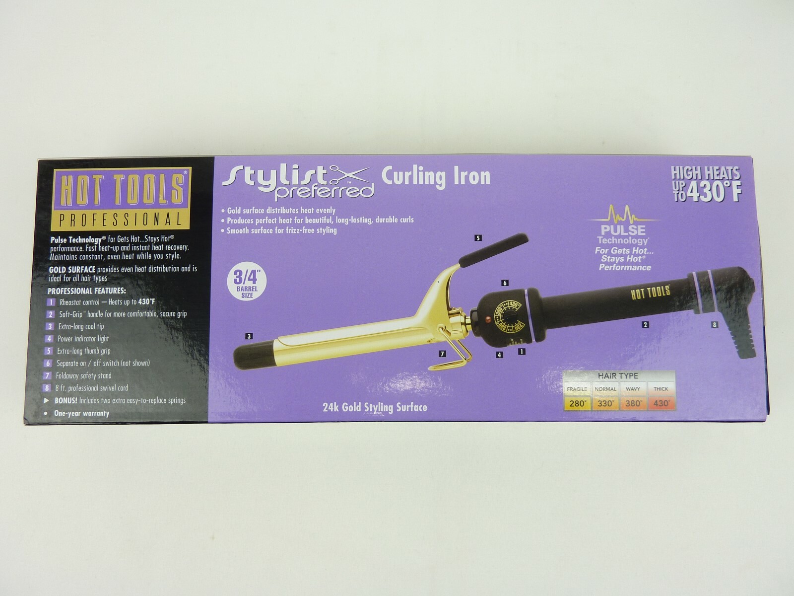 Hot Tools Professional 1101 Curling Iron with Multi-Heat Control Regular 3/4