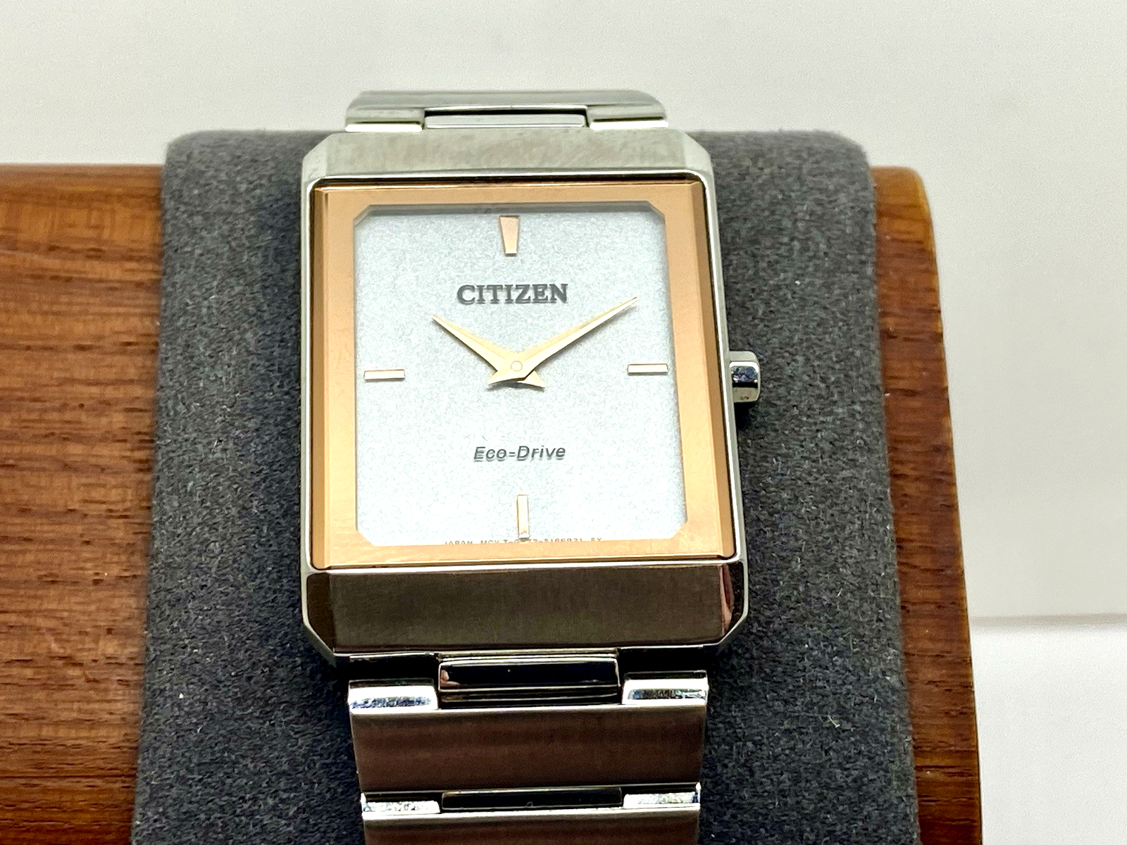Citizen Stiletto Square Watch EG6016-58A Eco Drive Silver Rose