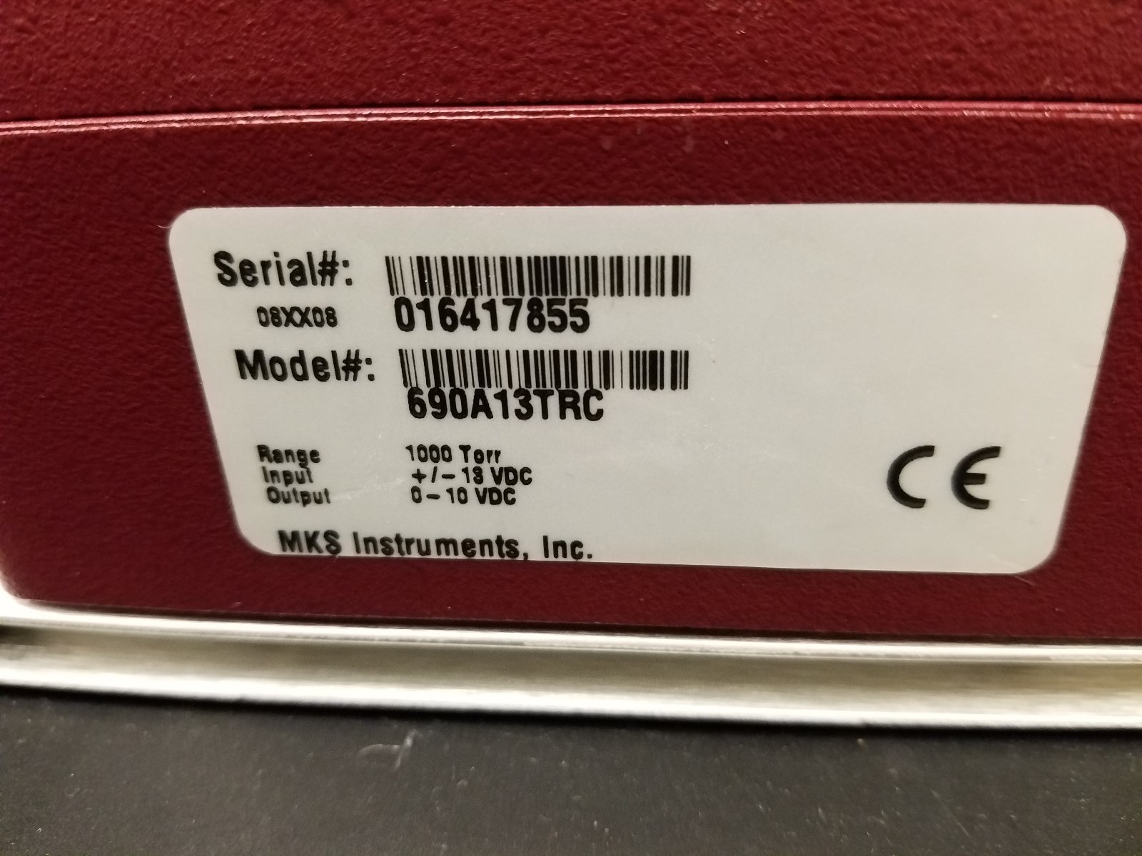 MKS Istruments Baratron 690A  Pressure Transducer 1000 Torr