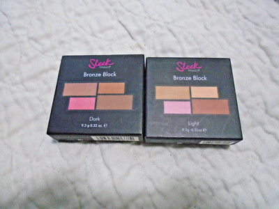 2 Sleek Make Up Bronze Block Shimmer Face Powder Light and Dark