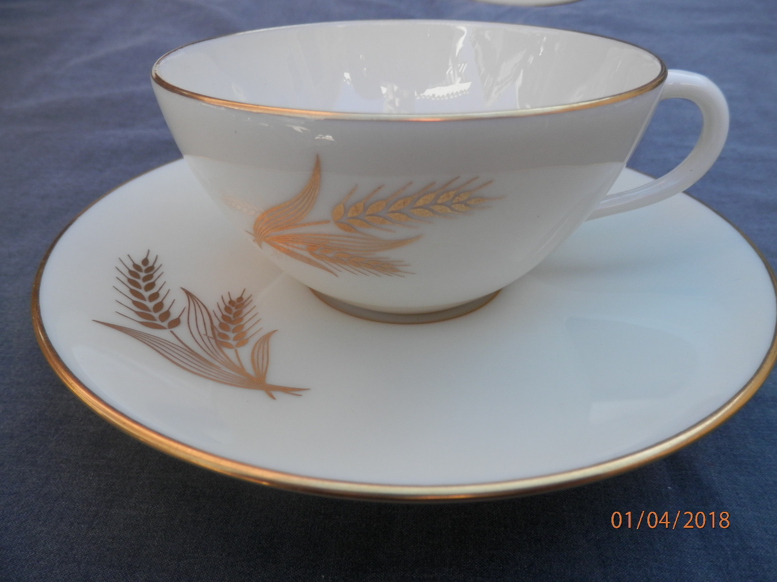 Set of 4 lenox R-442 Wheat pattern cups and saucers..3 sets available..free ship