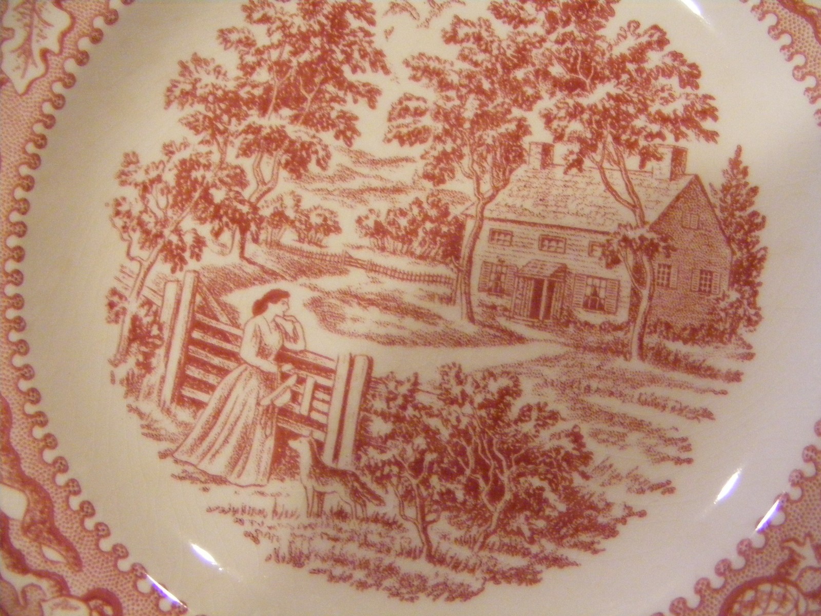 HTF Royal Ironstone China Memory Lane 7 1/8 “ Desert Plate 1965 Red Transfer War