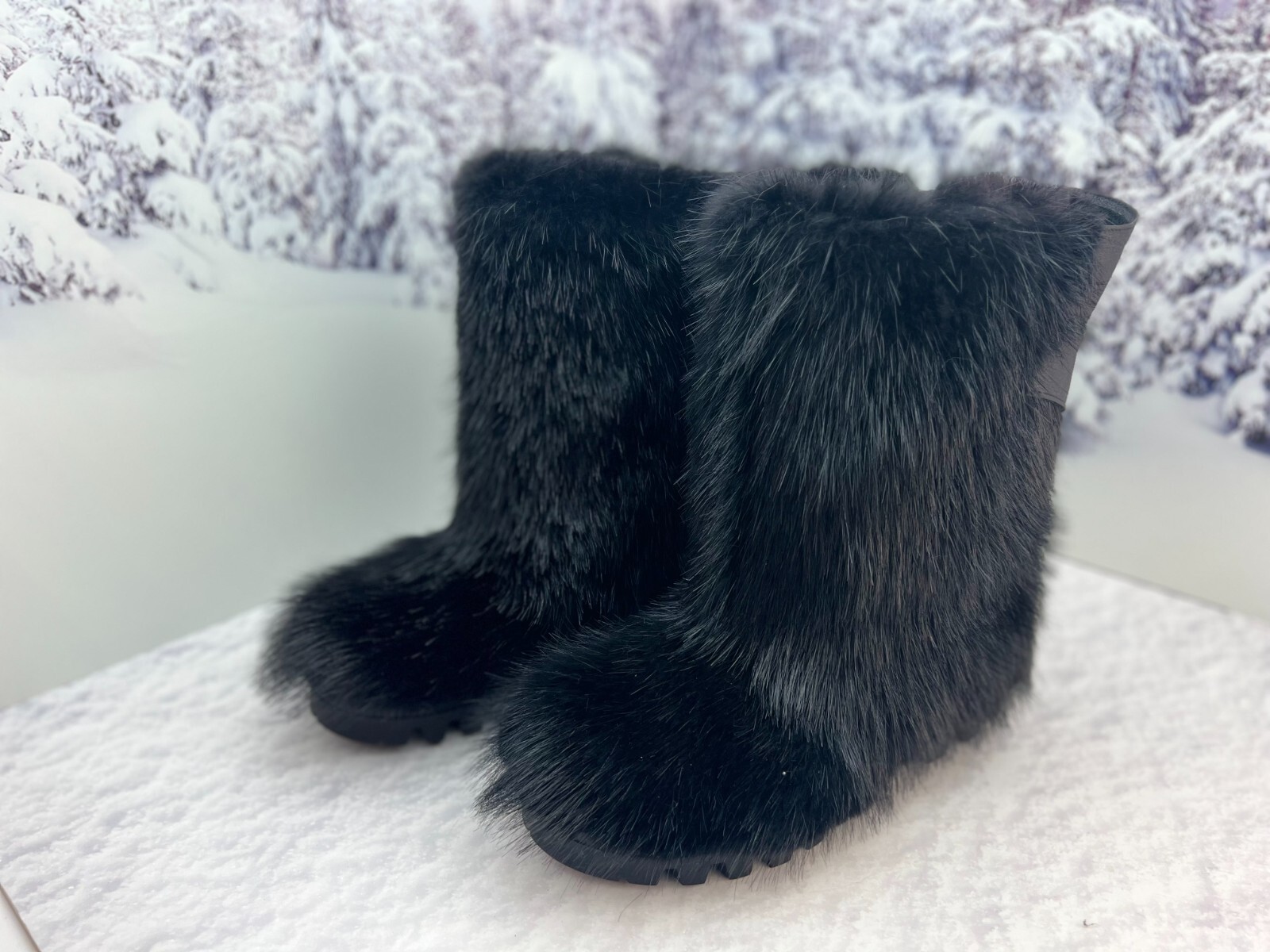 Pre-owned Litvin Black Beaver Fur Boots For Men, Viking Boots,mens Snow Winter Boots,big Sizes