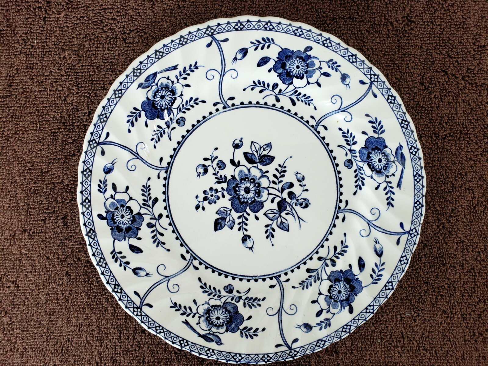 3 Vtg Johnson Brothers England INDIES Ironstone Salad Plates Blue and White