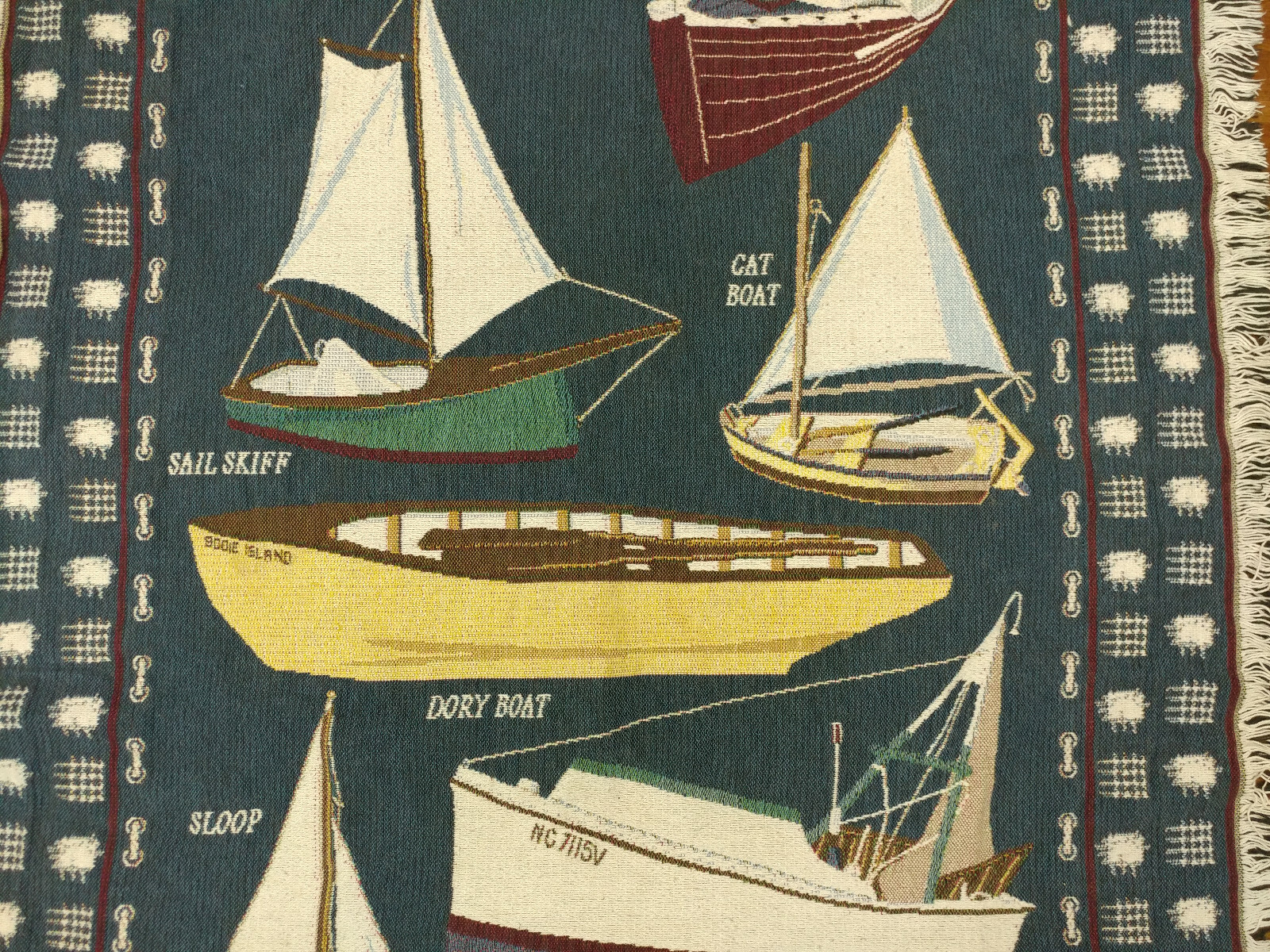 Bob Timberlake Home Collection Tapestry Woven Throw Blanket Ships Boats Sailboat