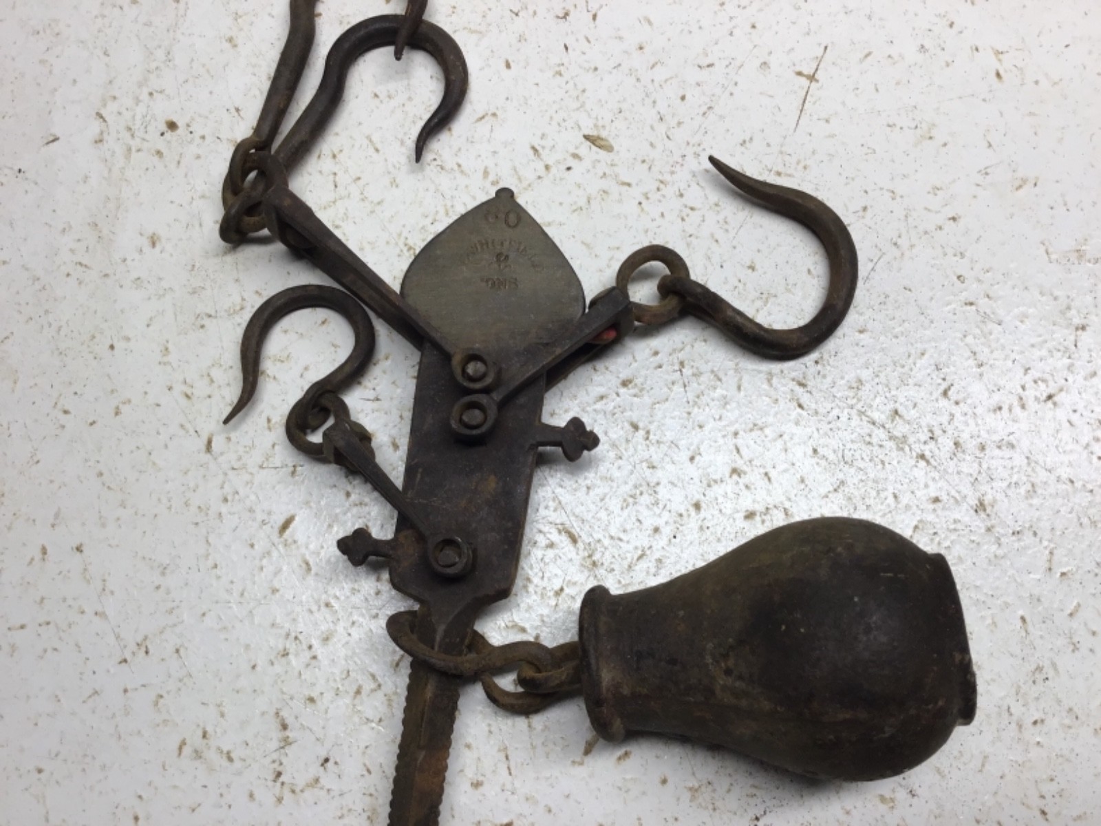 E Whitfield & Sons 20 - 80 lb vintage hanging scale