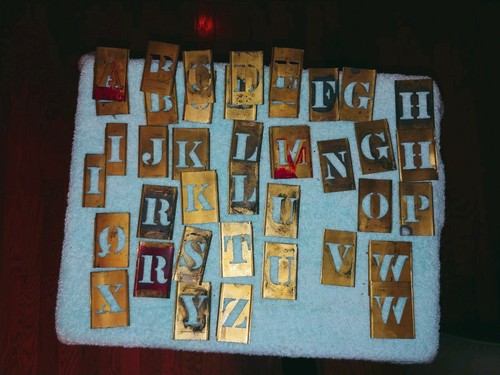 Vintage  Brass Stencil  Alphabet Letters, Numbers 62 total
