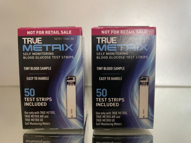True Metrix Blood Glucose Test Strips 100 CT (2 BOXES) EXP 05/2025. FREE SHIP