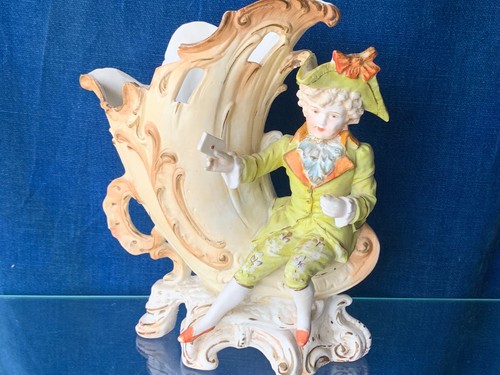 ANTIQUE 1880s Unger Schneider & Co Vase Planter Figurine German Thuringia ??m9