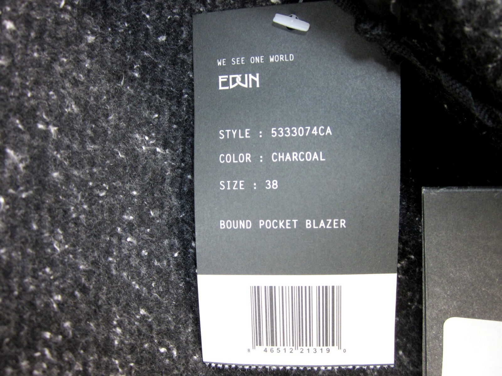 Pre-owned Edun Men's Double Face Wool Tweed Bound Blazer,charcoal, Us Size 38,new With Tag In Gray