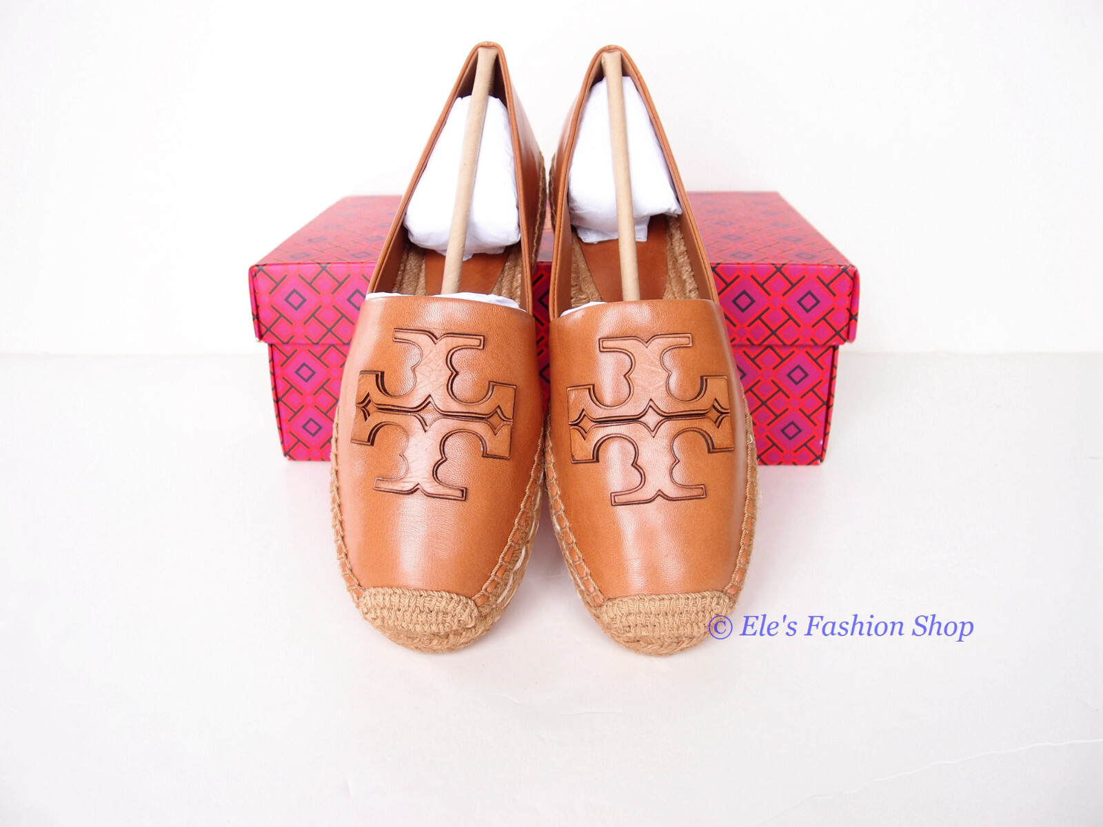 Pre-owned Tory Burch Ines Platform Leather Espadrille Tan Us 7 7.5 8 8.5 9 9.5 10.5 In Brown