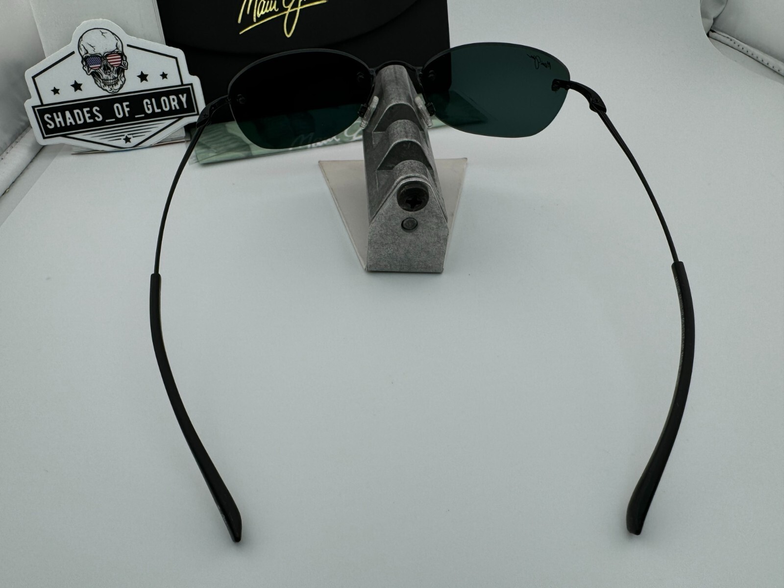 Pre-owned Maui Jim Aki Aki Mj 333-02 Black Neutral Grey Polarized Rimless Sunglasses